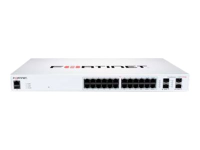 Fortinet FortiSwitch 124F-FPOE - Conmutador - Gestionado - 24 x 10/100/1000 (PoE+) + 4 x 10 Gigabit SFP+ - flujo de aire lateral hacia atrás - montaje en rack - PoE+ (370 W)