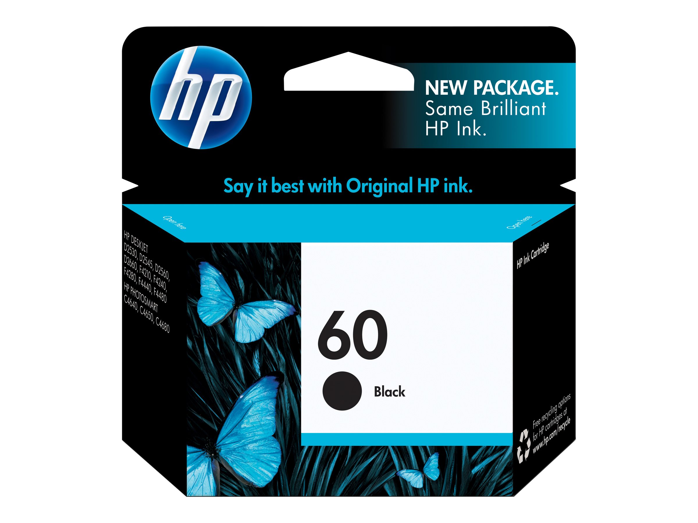 HP 60 - 4 ml - negro - original - cartucho de tinta - para Deskjet F4210, F4213, F4230, F4235, F4250, F4273, F4274, F4275, F4283, F4288, F4292, F4293