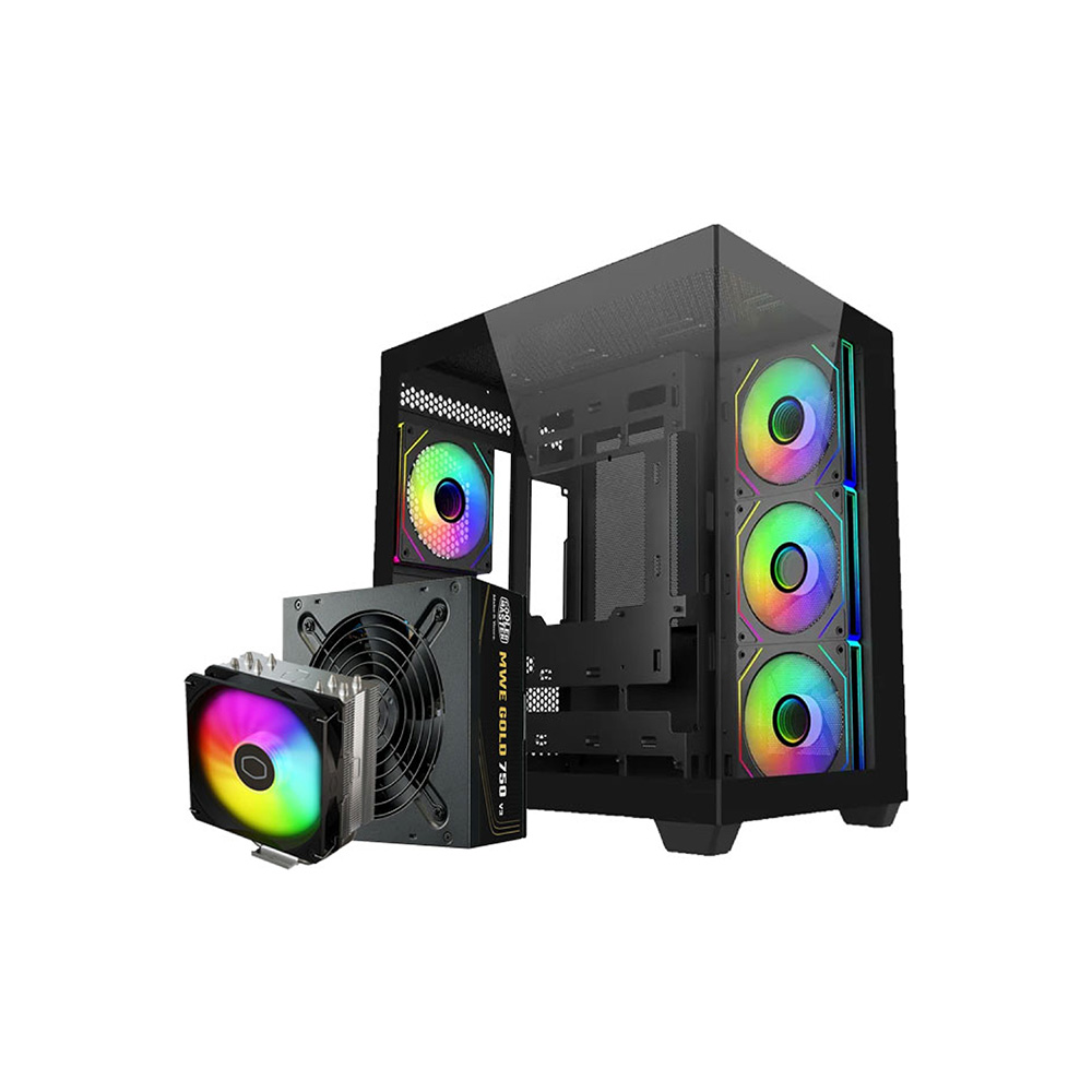 CASE COOLER MASTER/E681 MID TOWER BLACK WOOD BUNDLE FUENTE 750W GOLD – AIR COOLER 212 SPECTRUM