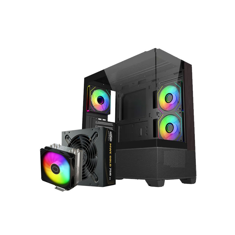 CASE COOLER MASTER/E690 MID TOWER BLACK WOOD BUNDLE FUENTE 750W GOLD – AIR COOLER 212 SPECTRUM