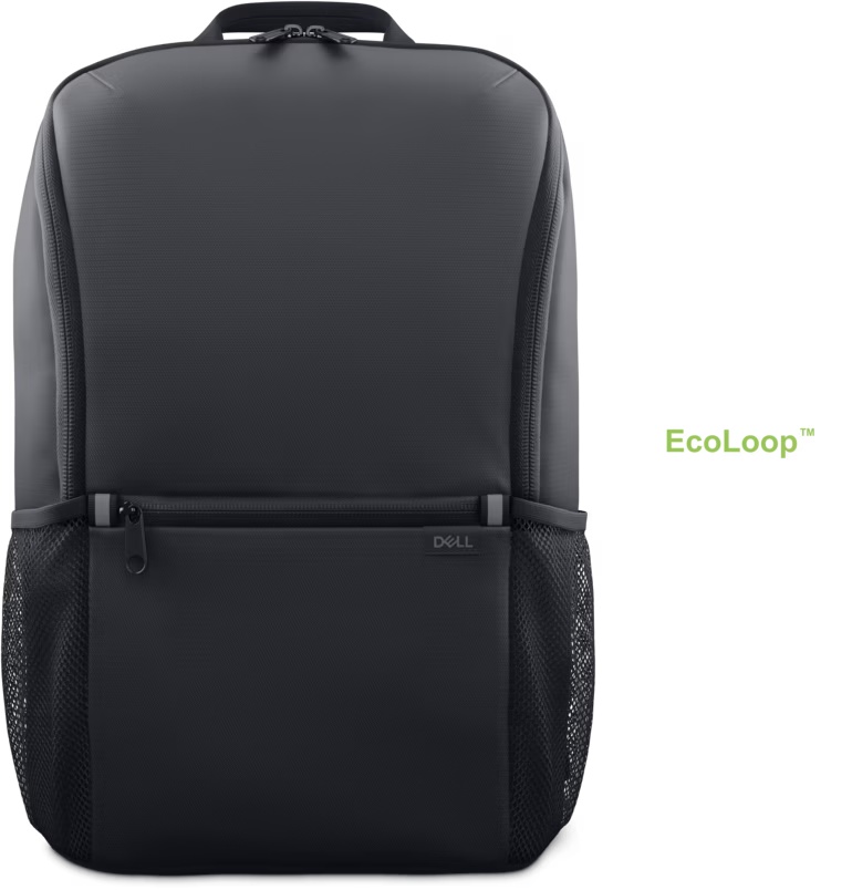 Dell EcoLoop Essential Backpack 14-16 Dos bolsillos laterales de malla / Bolsillo delantero con cremallera de fácil acceso / Tejido 400D resistente al agua y duradero