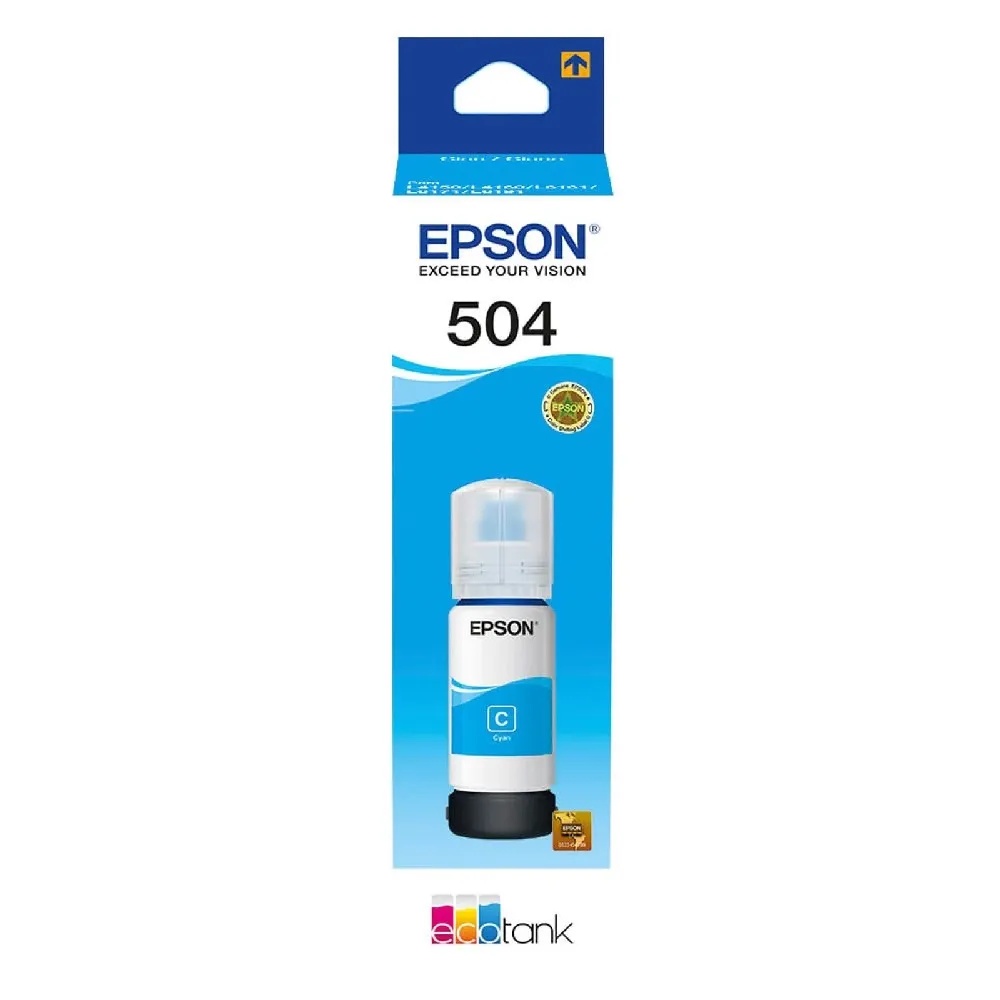 Epson 504 - 70 ml - cián - original - recarga de tinta - para EcoTank L4150, L4260, L6161, L6171, L6191, L6270