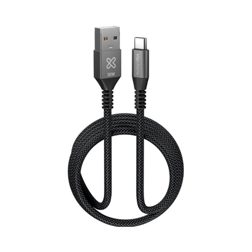 Klip Xtreme - USB cable - 24 pin USB-C - 9 pin USB Type A - 1.8 m - Black - 30W Braided Fast charging