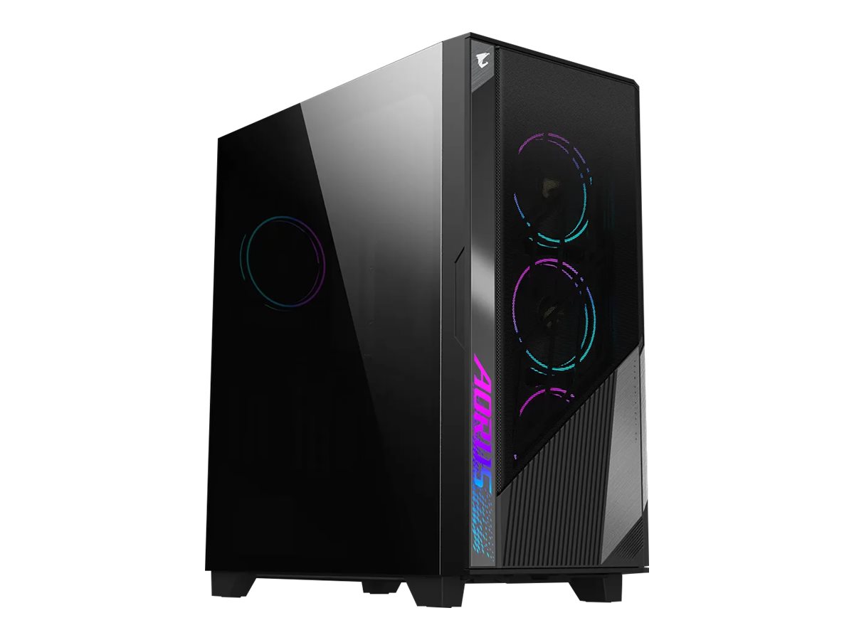 AORUS C500 GLASS - Mid tower - ATX - panel lateral con ventana (cristal templado) - sin fuente de alimentación (ATX) - negro - USB/Audio