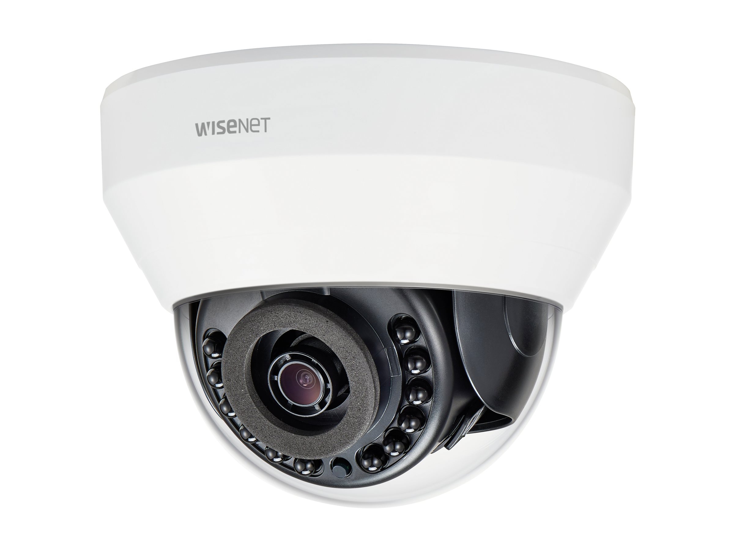 Hanwha Vision WiseNet L LND-6010R - Cámara de vigilancia de red - cúpula - color (Día y noche) - 2,2 MP - 1920 x 1080 - focal fijado - LAN 10/100 - MJPEG, H.264 - PoE Class 3
